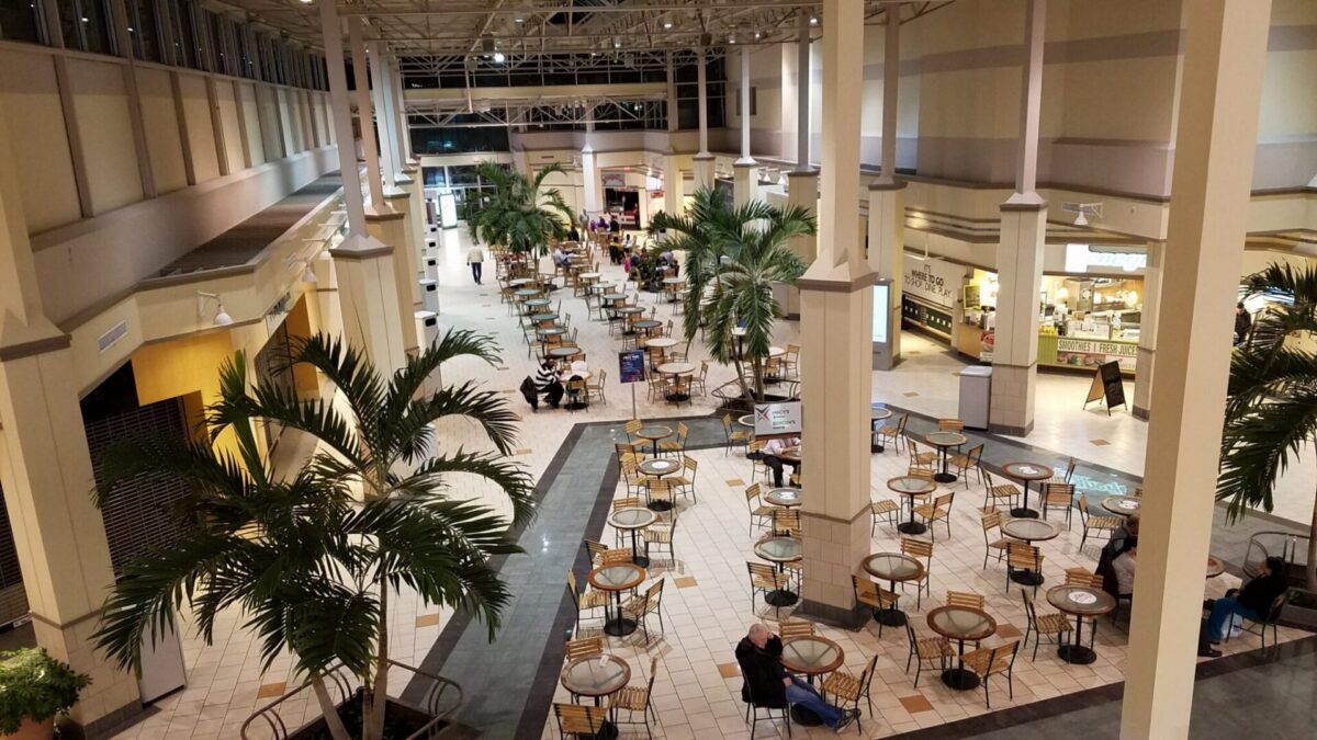 The nearly empty food court inside the former Echelon Mall in Voorhees, New Jersey