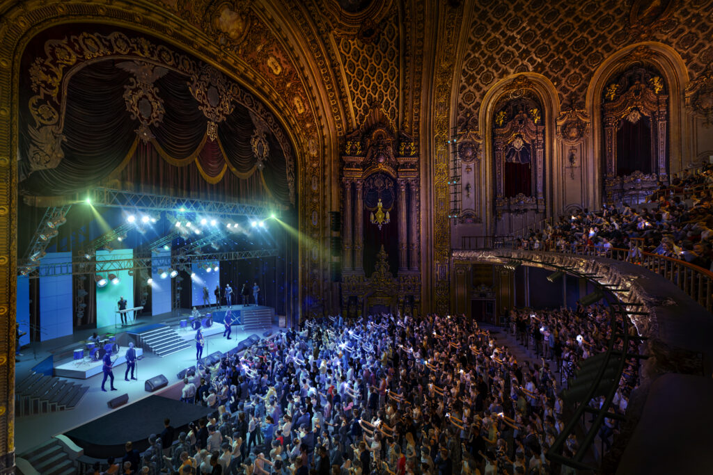 Mezzanine view of a performance at Loew's Theatre