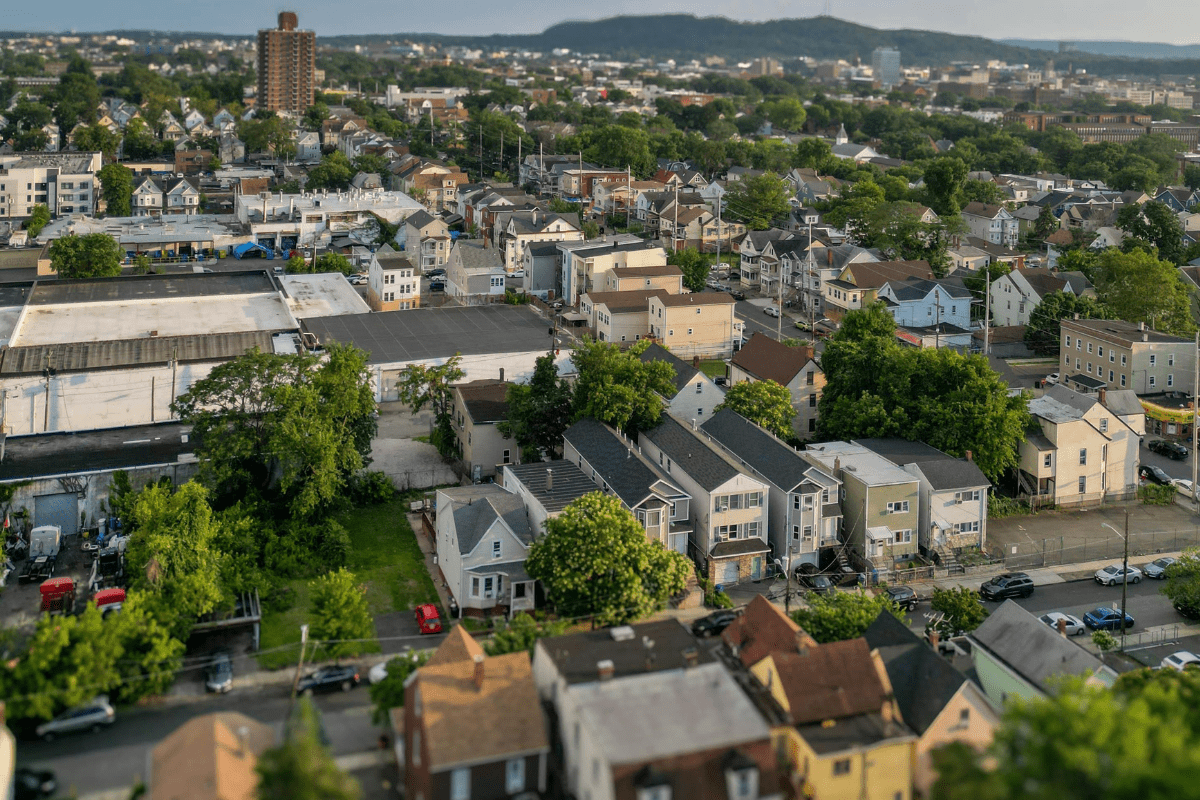 Aerial view of a neighborhood in New Jersey
