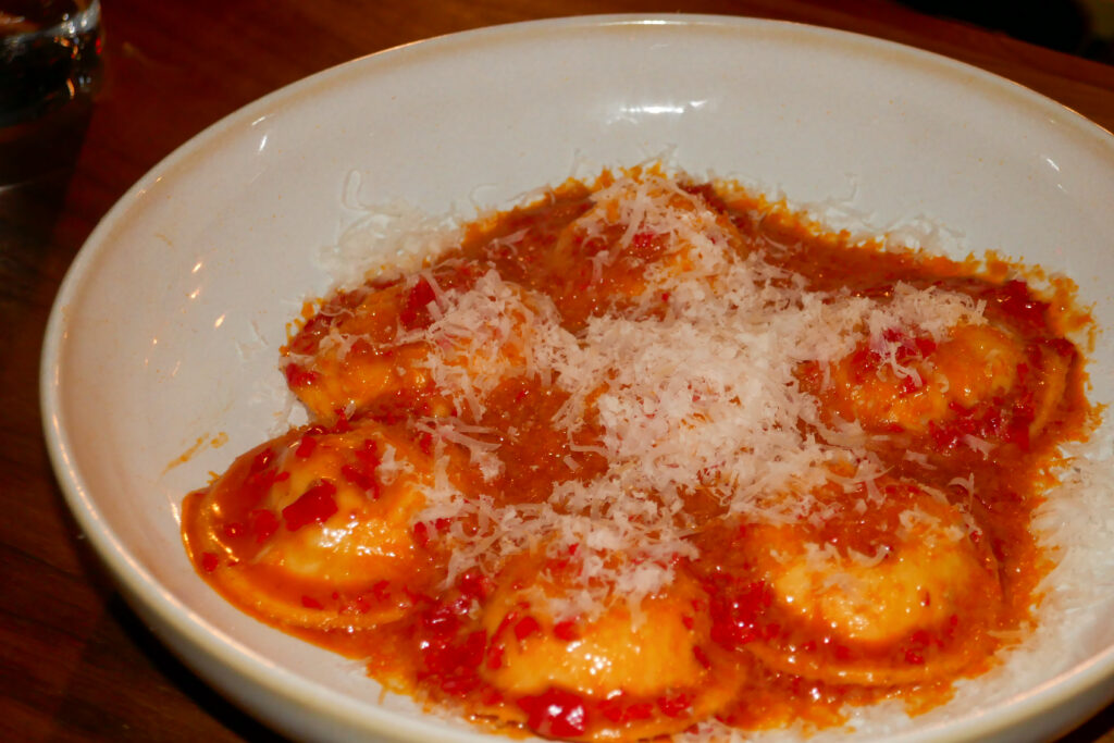 Adelaide's signature ricotta ravioli with calabrian chili