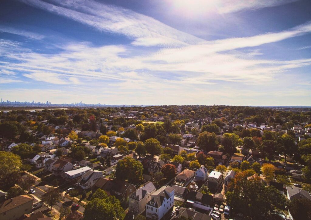 A quiet residential street in a safe New Jersey neighborhood