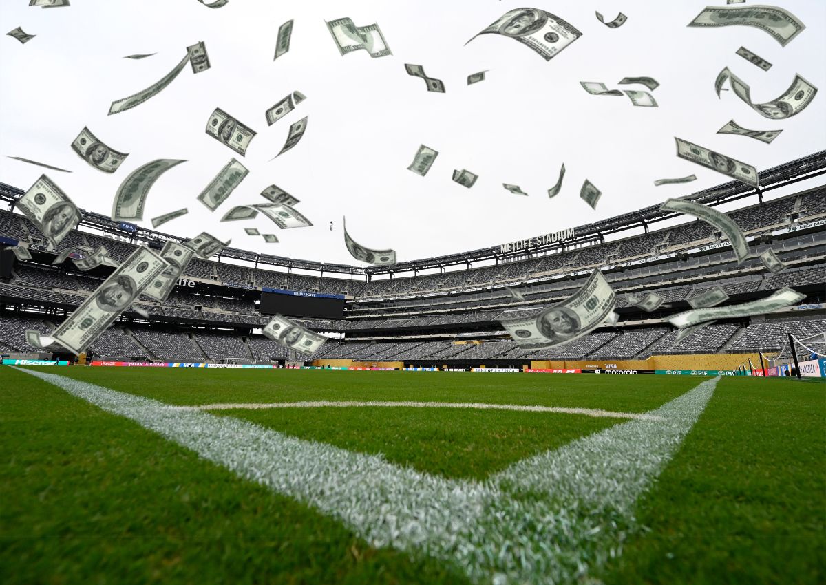 Money raining down inside MetLife Stadium in East Rutherford, New Jersey ahead of the 2026 FIFA World Cup final