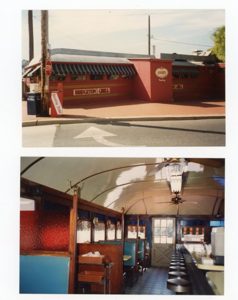 A red Bridgeton Grill. interior and exterior shot. 