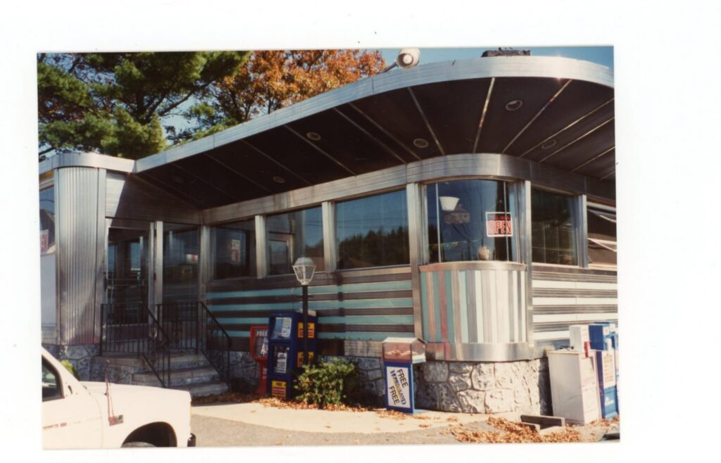 Forked River Diner on Route 9, roof overhang. shot in 1990.