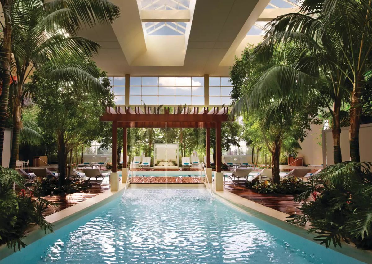 The indoor pool at the MGM Tower at Borgata Hotel Casino & Spa in Atlantic City, New Jersey