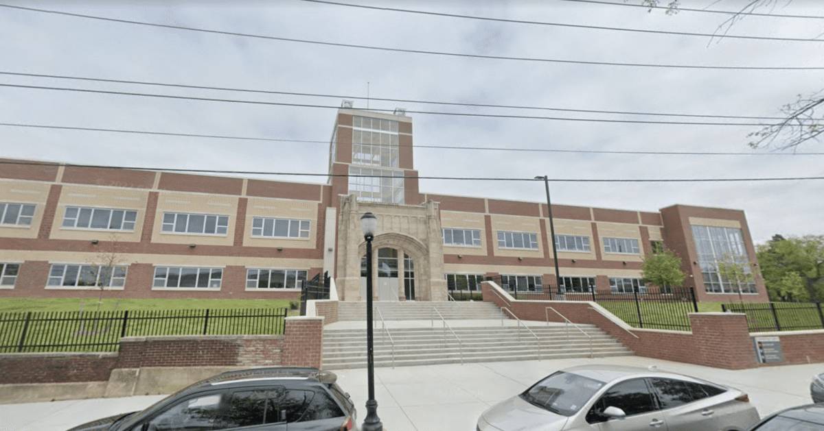 The exterior of Camden High School in Camden, New Jersey