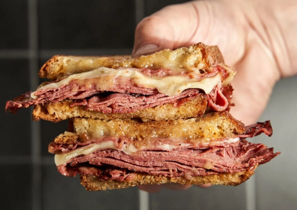 A pastrami melt sandwich from Dutch's Sandwich Shop in New Jersey