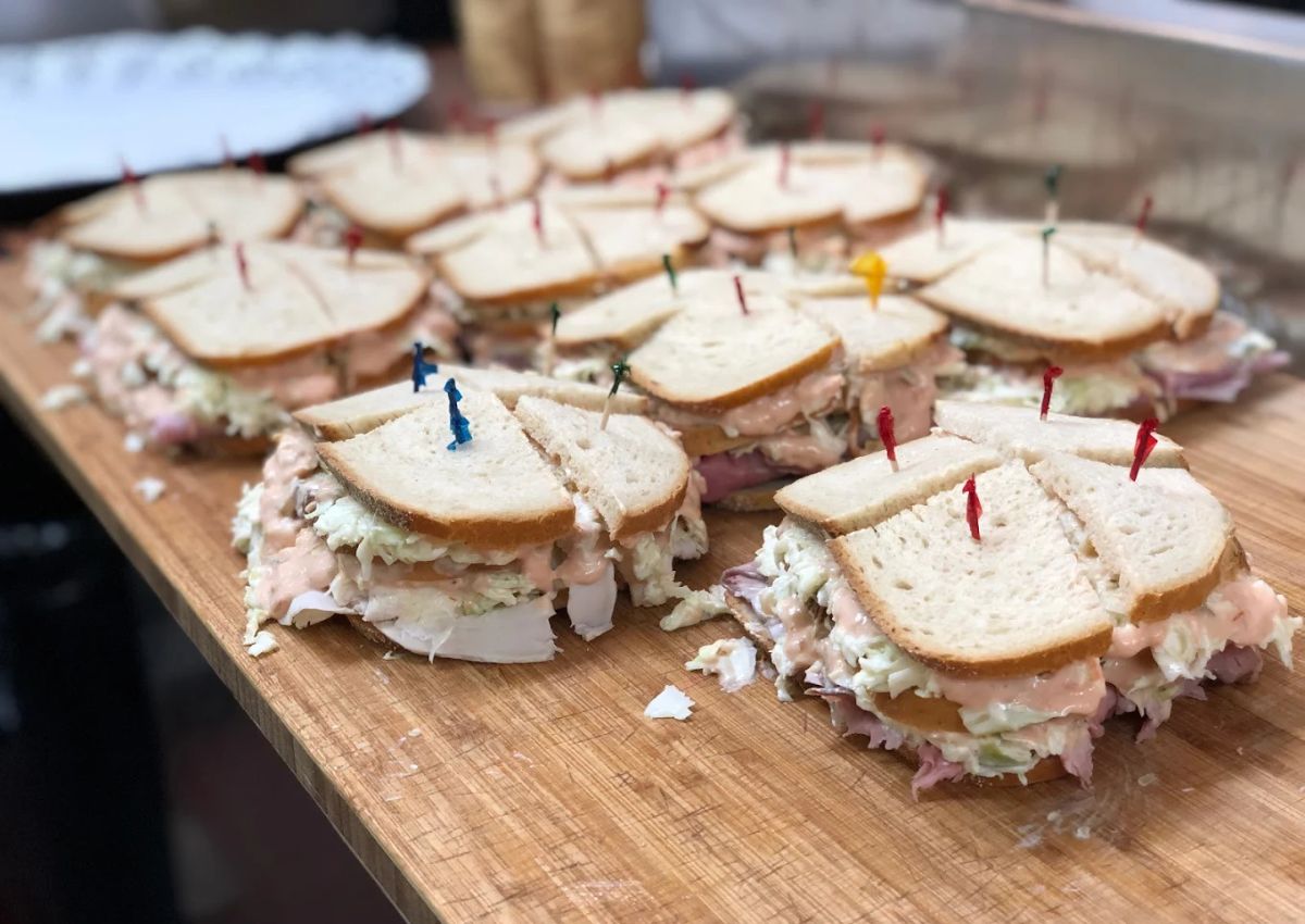 A tray of New Jersey-style Sloppy Joe sandwiches from Millburn Deli