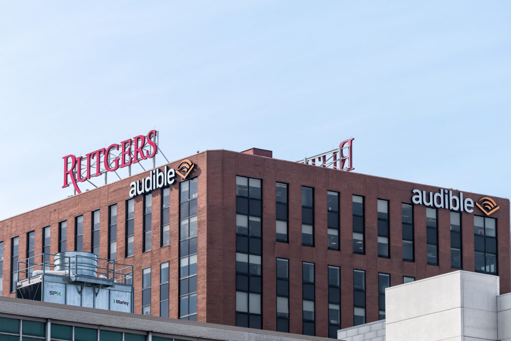 The Audible headquarters building in Newark, New Jersey, one of the corporate sponsors helping reduce NJ Transit's World Cup train fares