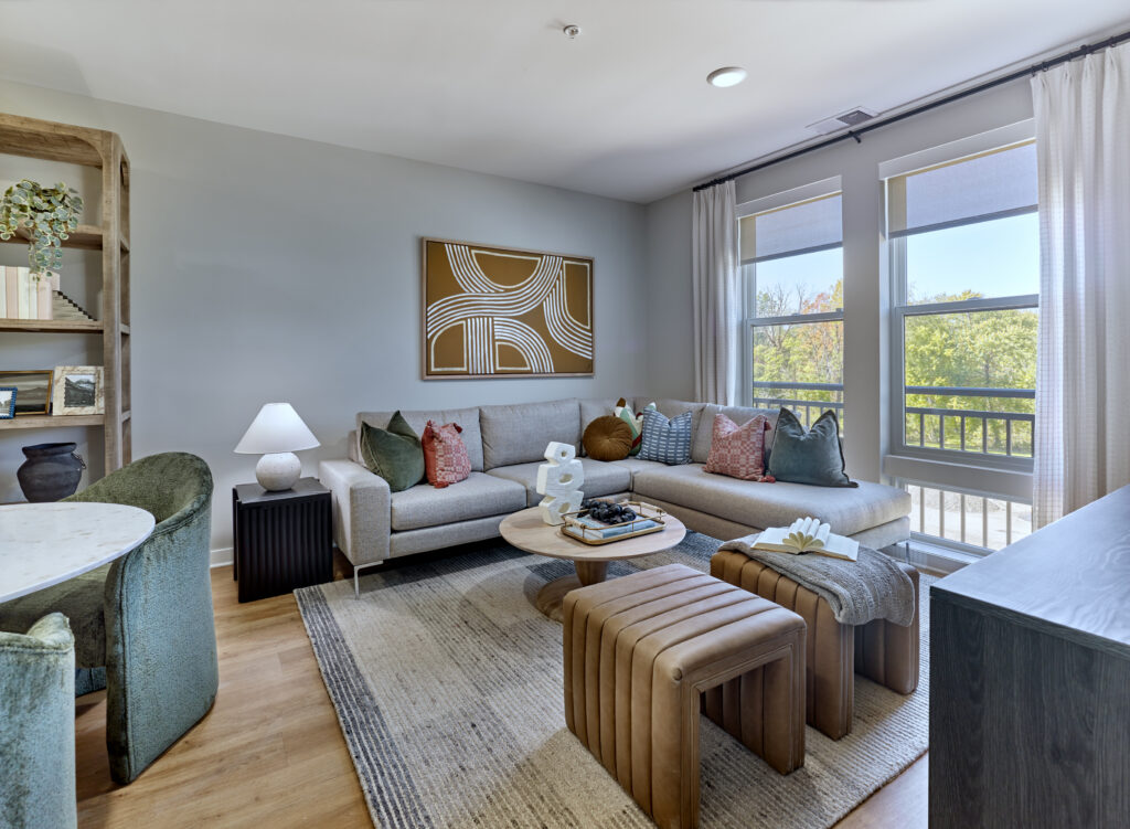 living room of a 1 bedroom unit at canterly place