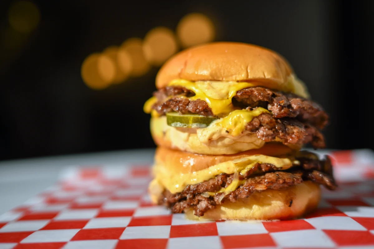 A double smash burger from 7th Street Burger in Hackensack, New Jersey