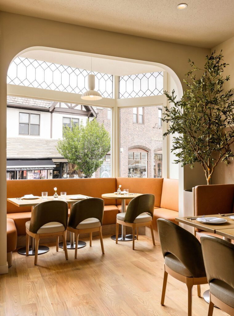 Front bay windows light the dining room