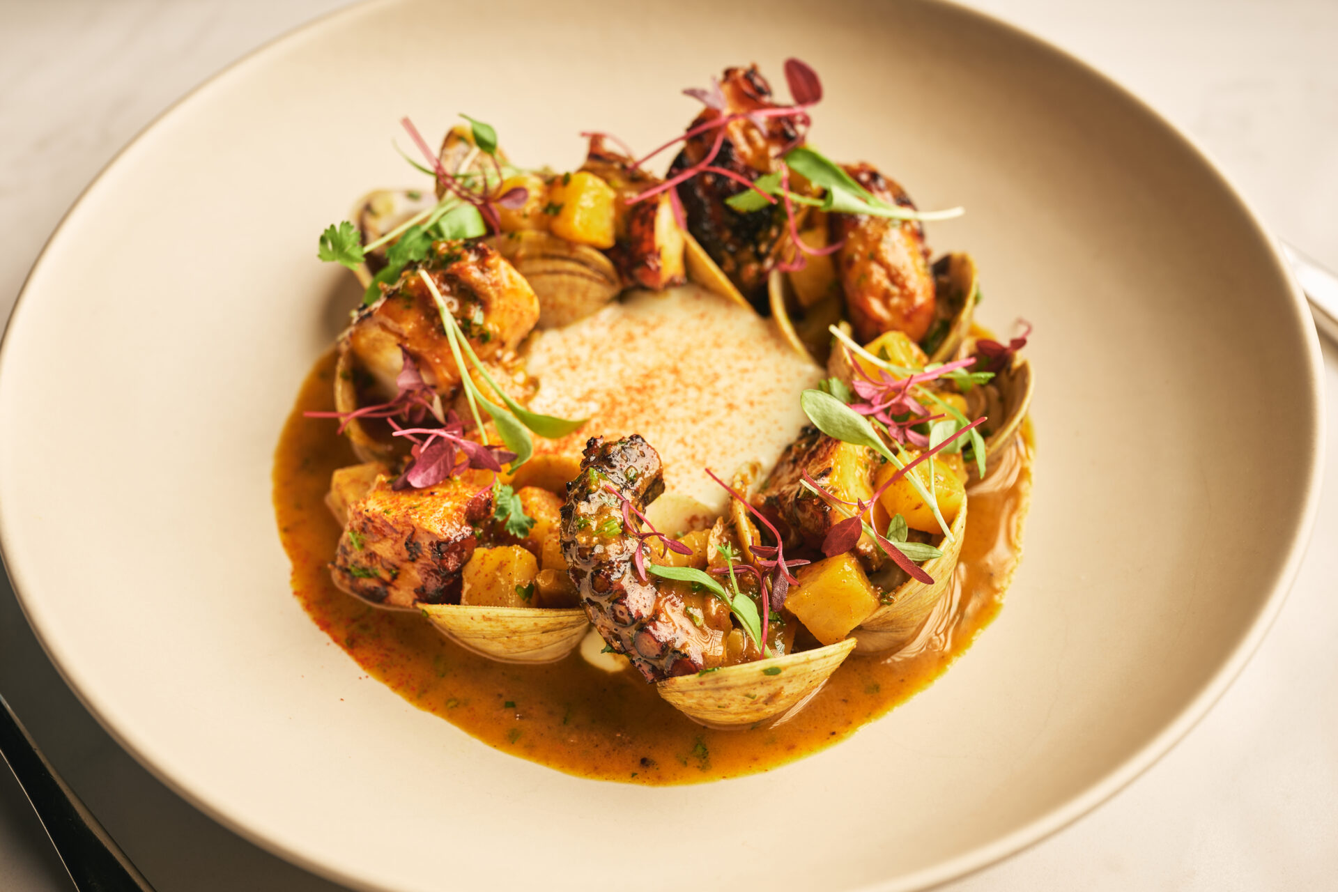 Spanish Octopus with clams at Burlington's Revell Hall
