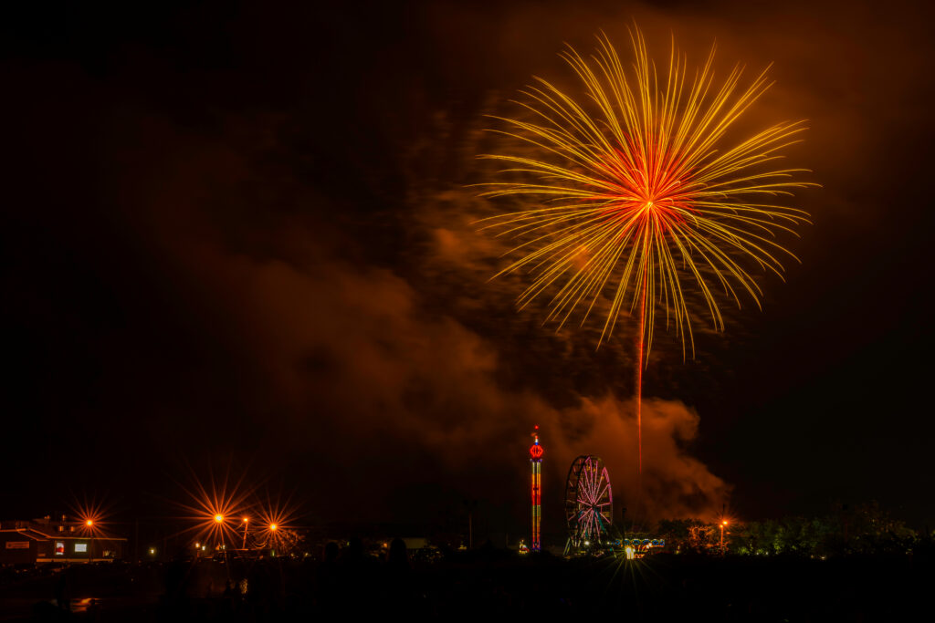 Fireworks light up the night sky over Atlantic Highlands, New Jersey.