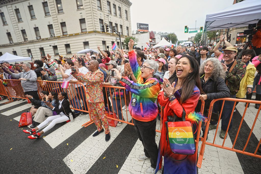 Attendees celebrate at the Montclair Pride Festival in Montclair, New Jersey