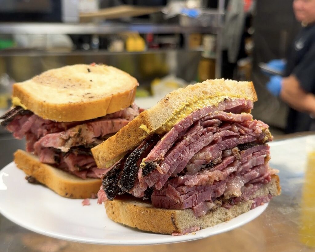 Pastrami on rye sandwiches at Pastrami Grill Bistro in Garfield, New Jersey