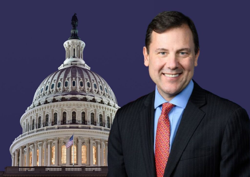 Rep. Tom Kean Jr. alongside an image of the U.S. Capitol dome