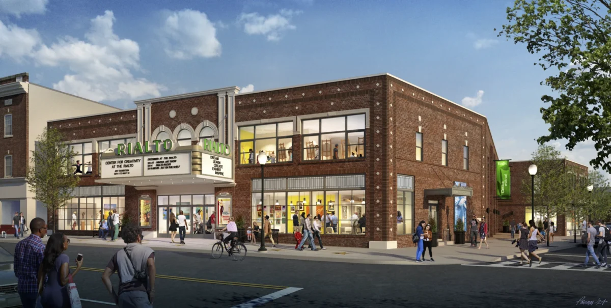 A rendering of the reimagined Rialto Center for Creativity in downtown Westfield, NJ