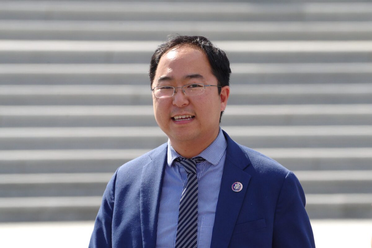 Sen. Andy Kim of New Jersey, sponsor of the MediKids Act, outside the U.S. Capitol