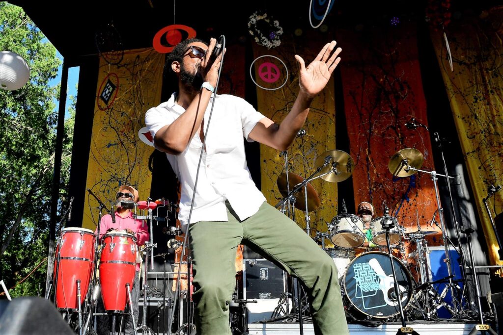 A performer takes the stage at Maplewoodstock Music + Art Festival in Maplewood, New Jersey.