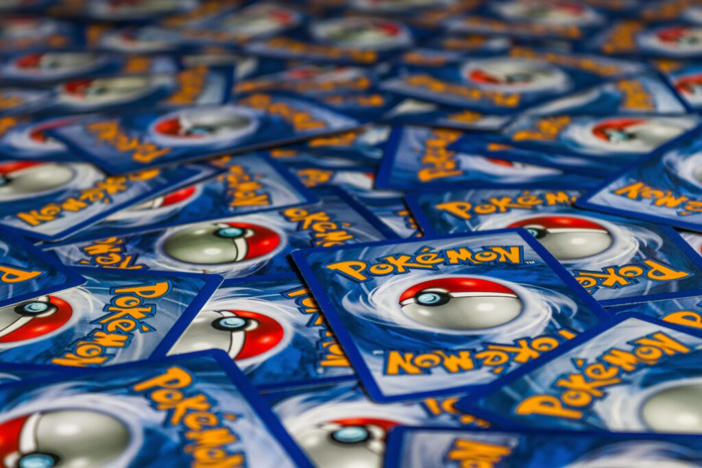 A pile of Pokémon trading cards, similar to those stolen in recent South Jersey store break-ins