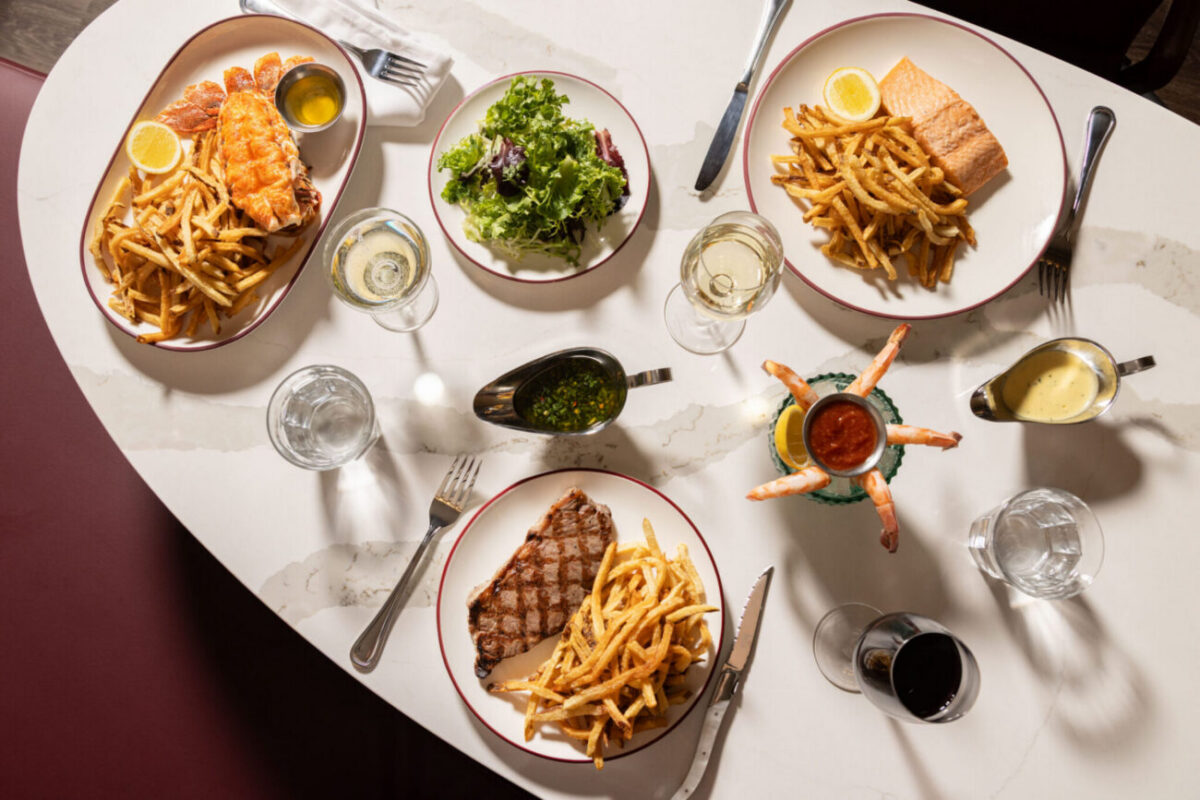 a spread of food at Chez Frites in Ocean Casino Resort AC
