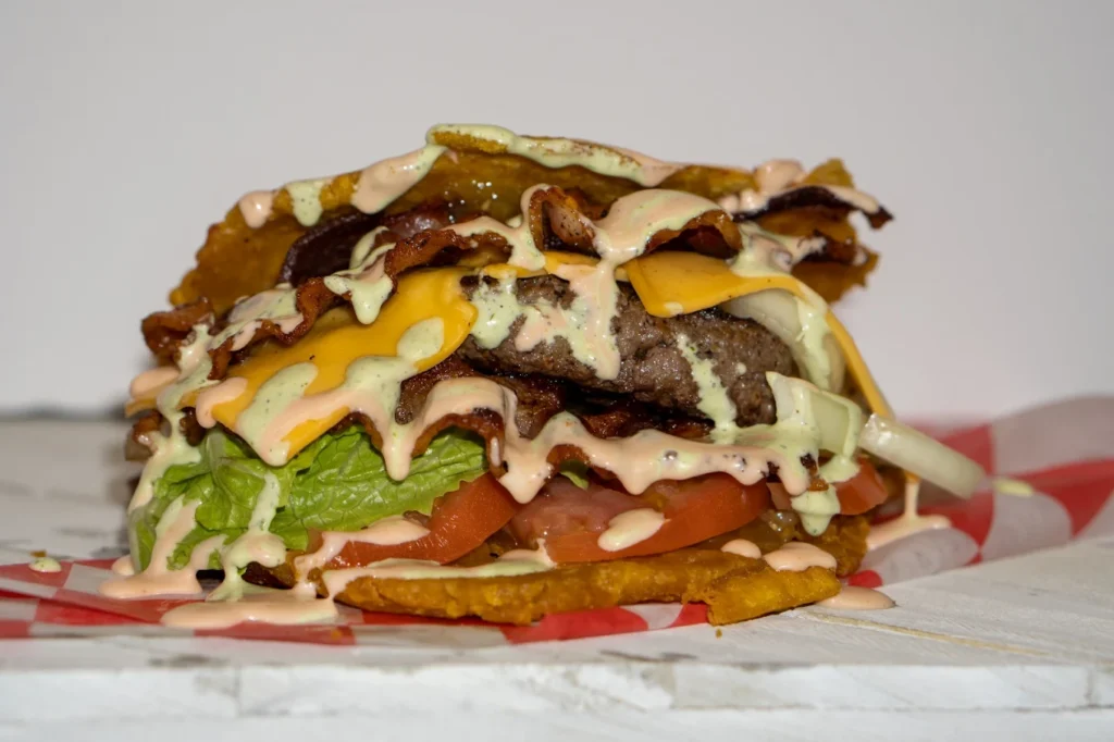 A plantain burger from Colonial Grill