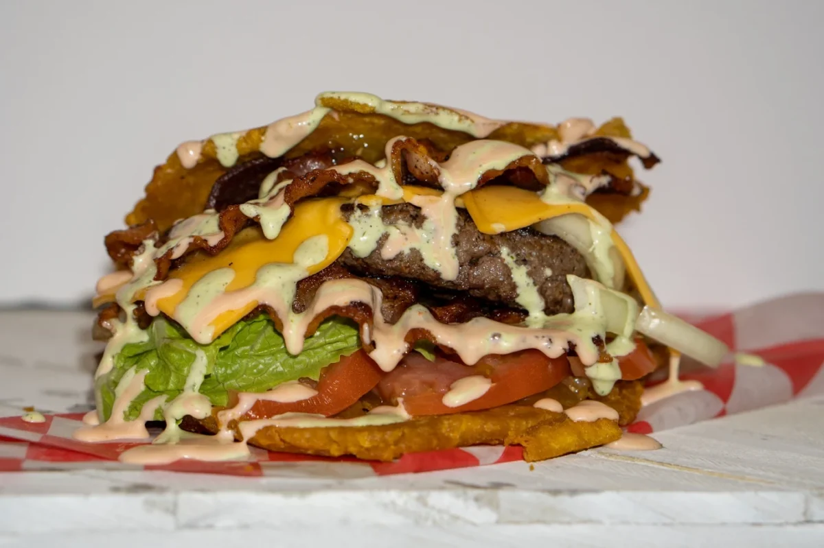 A plantain burger from Colonial Grill