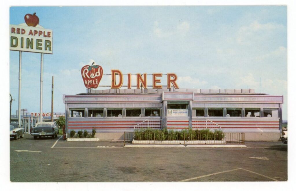 A postcard of Red Apple Diner in Ridgefield Park, NJ