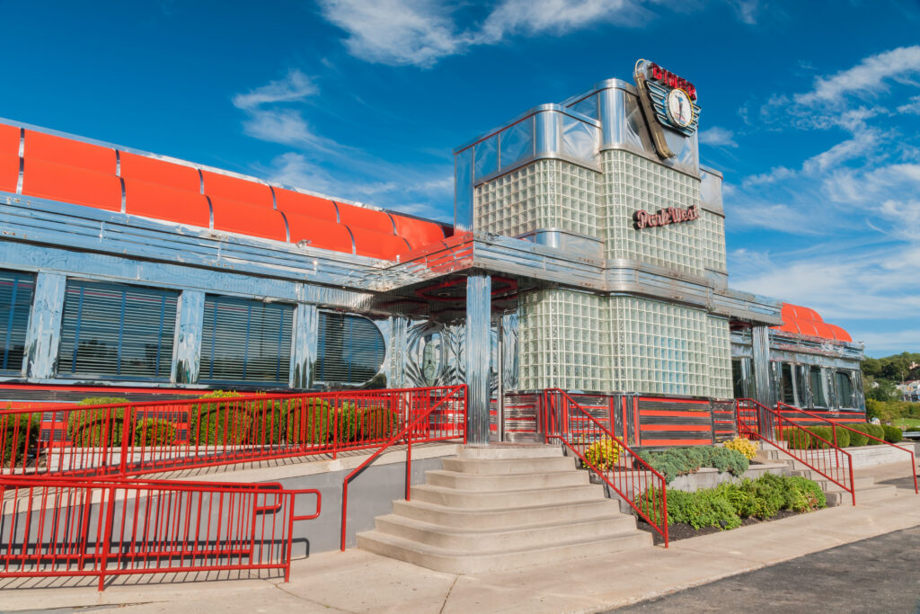 Park West Diner exterior, representing the state's history as the diner capital of the world
