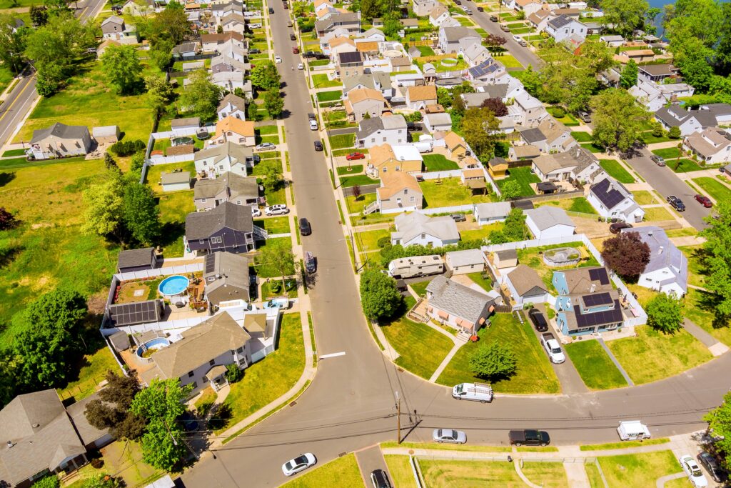 An aerial view of a New Jersey suburb, where high housing costs help make the state the most expensive place to retire in the U.S.