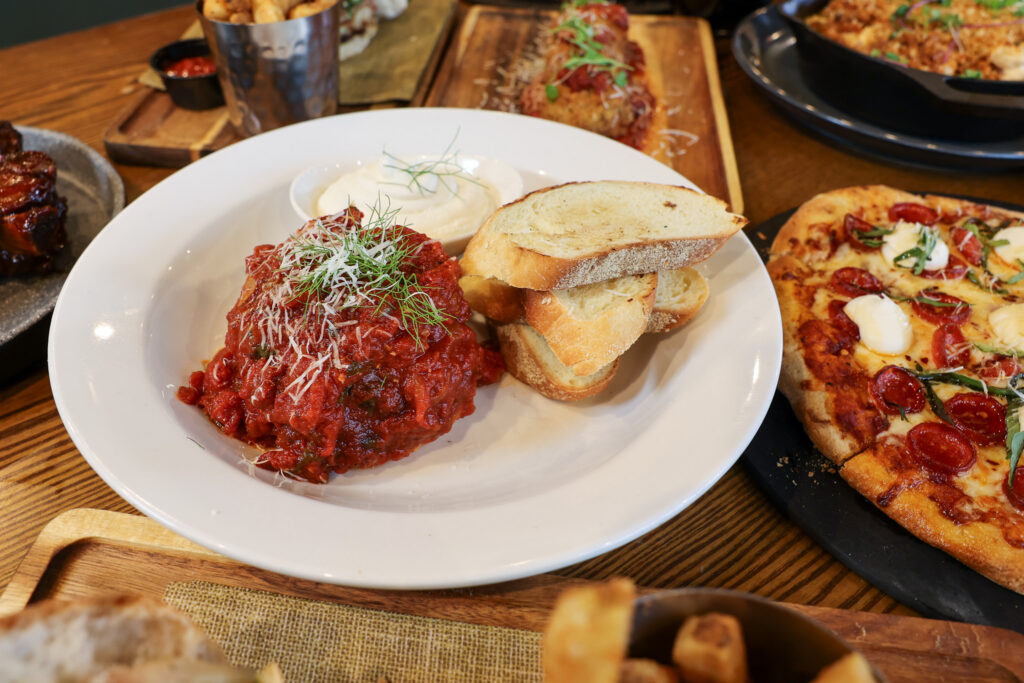 The Giant Meatball for 4 with ricotta and fresh bread at Paragon American + Italian Gastropub in Clark, NJ