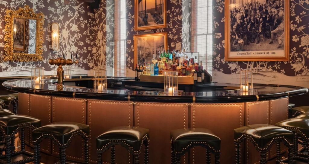 The U-shaped bar at The Brown Room at Congress Hall, America's best hotel bar