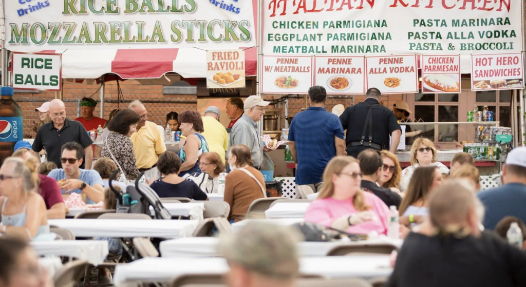 people gathered at St. Bart's/UNICO Italian Festival in Scotch Plains, NJ
