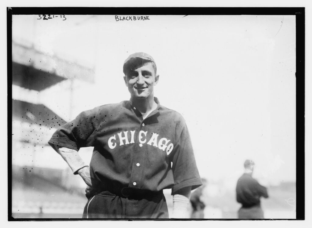 black and white photo of Lena Blackburne as a player for the Chicago White Sox