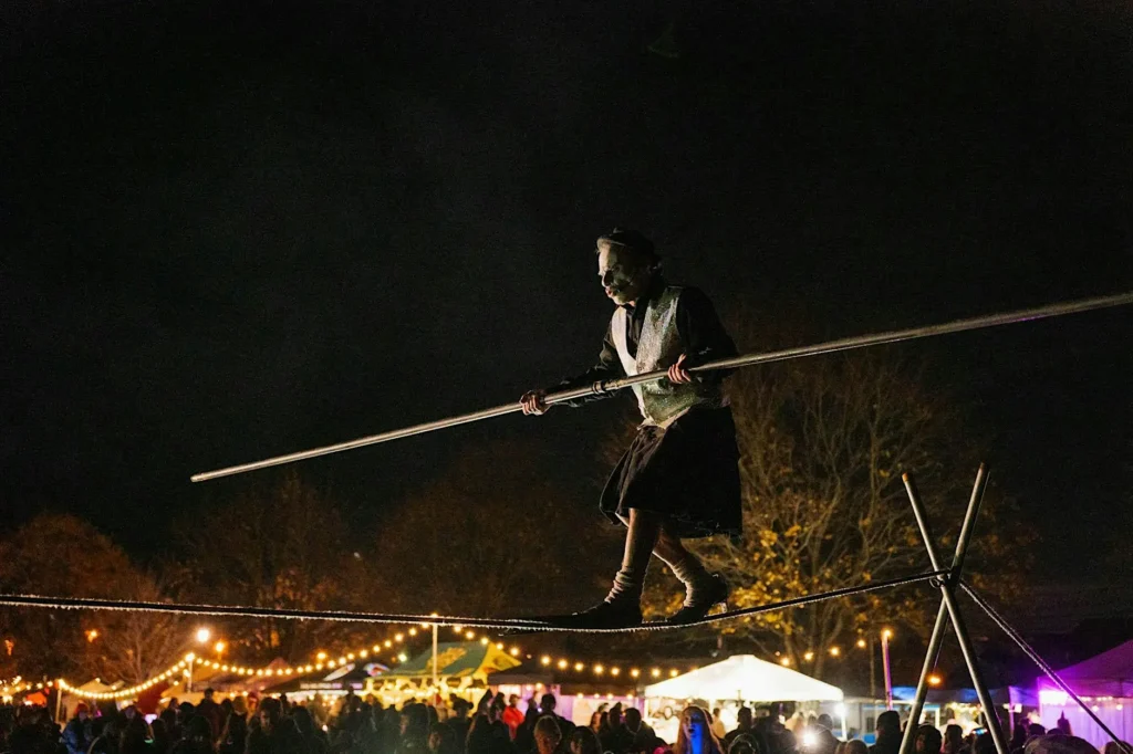 wire walking at the Lunar Faire Night Market at Sussex County Fairgrounds in Augusta, NJ