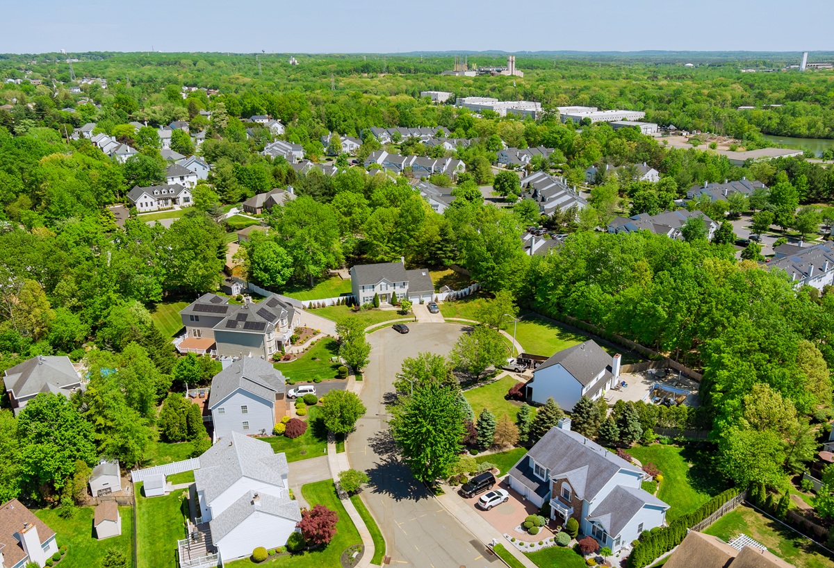 aerial view of a new jersey town