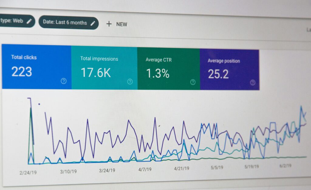 an analyticis chart for a website, representing a shoreline digital marketing service