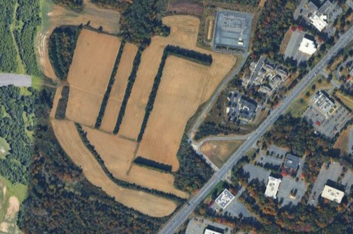 Satellite view of the data center construction site in South Brunswick, New Jersey, near the Princeton border.